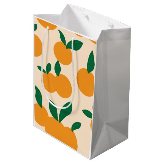 Modern Stylish Citrus Fruit Oranges Pattern Medium Cadeauzakje (Achterkant Gekanteld)