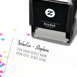 Modern Stylish Couples Trendy Wedding Address Zelfinktende Stempel