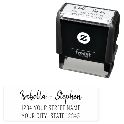 Modern Stylish Couples Trendy Wedding Address Zelfinktende Stempel (In situ)
