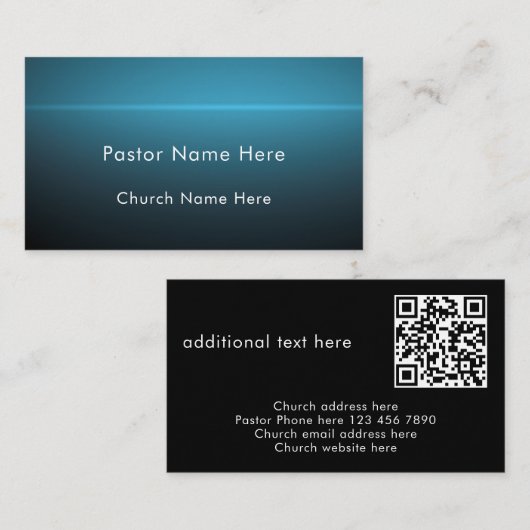 Modern Stylish Custom Text QR Code Church Pastor Visitekaartje (Voorkant / Achterkant)