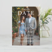 Modern Stylish Editorial MR & MRS Photo Wedding Save The Date (Staand voorkant)