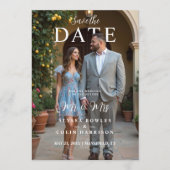 Modern Stylish Editorial MR & MRS Photo Wedding Save The Date (Voorkant)