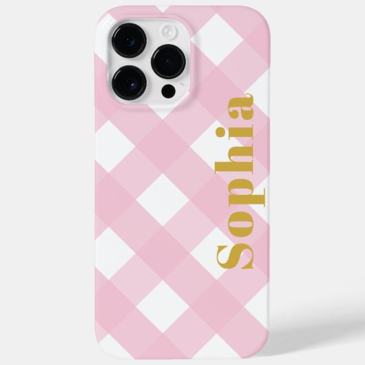 Modern Stylish Elegant Pink and Gold Gingham Plaid Case-Mate iPhone Case (Achterkant)