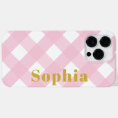Modern Stylish Elegant Pink and Gold Gingham Plaid Case-Mate iPhone Case (Achterkant (horizontaal))