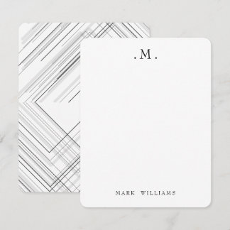 Modern Stylish Geometric Lines Monogram Stationery Notitiekaartje