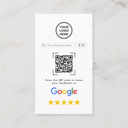 Modern Stylish Google Review QR Code Visitekaartje (Voorkant)