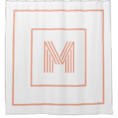 Modern stylish Initial Monogram white peach Douchegordijn (Voorkant)