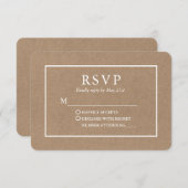 Modern Stylish Kraft Wedding RSVP Kaartje (Voorkant / Achterkant)
