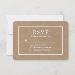 Modern Stylish Kraft Wedding RSVP Kaartje