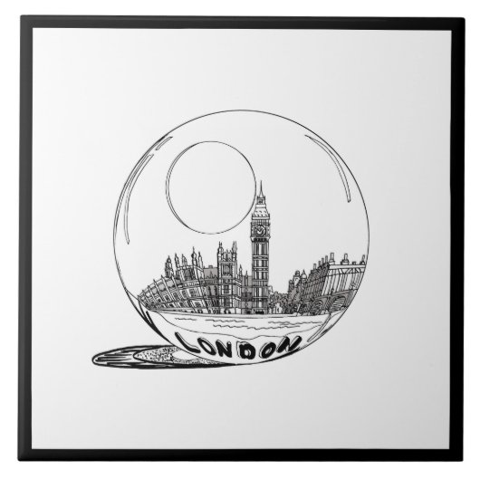 Modern Stylish London Sity Black White Tegeltje (Voorkant)