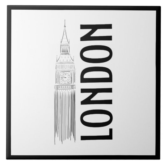 Modern Stylish London Sity Black White Tegeltje (Voorkant)