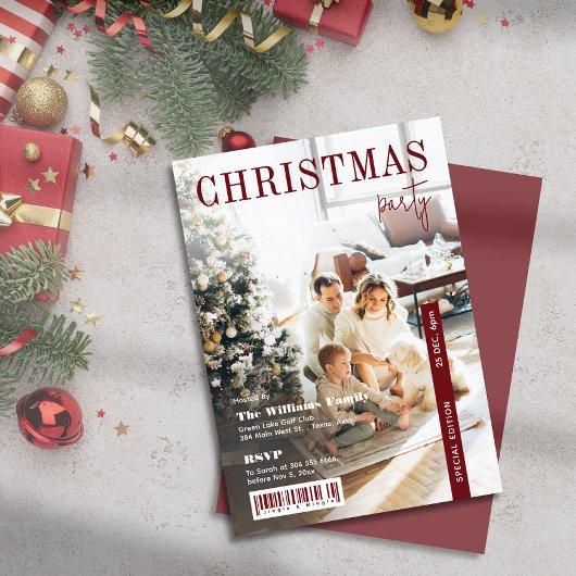 Modern Stylish Magazine Cover Christmas Party Kaart