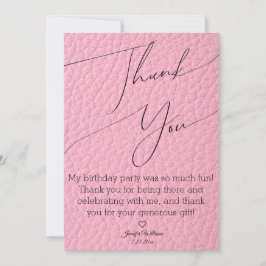 modern stylish minimalist pink thank you birthday notitiekaartje