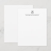 Modern Stylish Monogram Name Vertical Notitiekaartje (Voorkant / Achterkant)