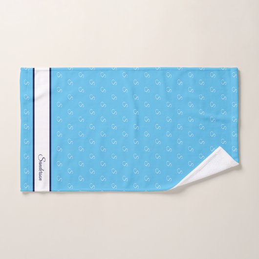  Modern Stylish Navy Blue and White Monogram Bath  Bad Handdoek (Handdoek)