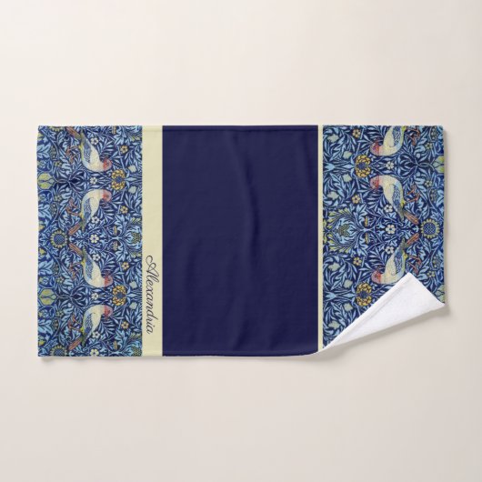 Modern Stylish Navy Blue en White Monogram Bath B Bad Handdoek (Handdoek)