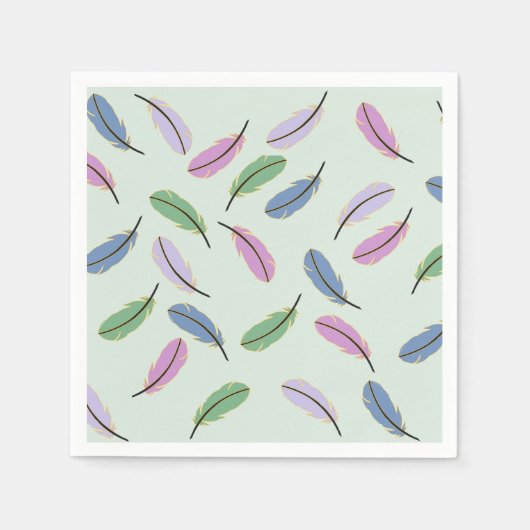 Modern Stylish Pastel Blue Feathers Pattern Servet (Voorkant)