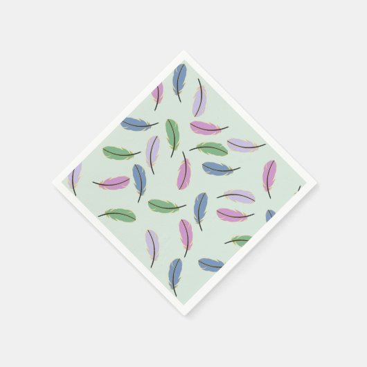Modern Stylish Pastel Blue Feathers Pattern Servet (Hoek)
