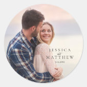Modern Stylish Photo Wedding  Ronde Sticker (Voorkant)