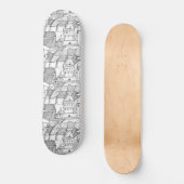 Modern Stylish Princess Castle Black and White Persoonlijk Skateboard (Voorkant)