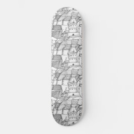 Modern Stylish Princess Castle Black and White Persoonlijk Skateboard