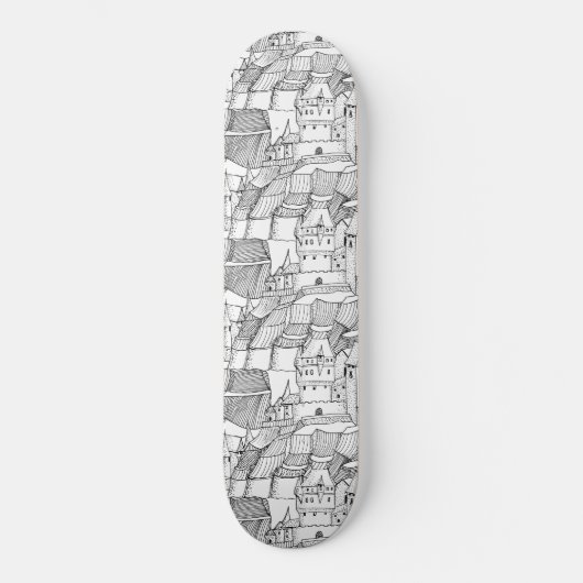 Modern Stylish Princess Castle Black and White Persoonlijk Skateboard (Voorkant)