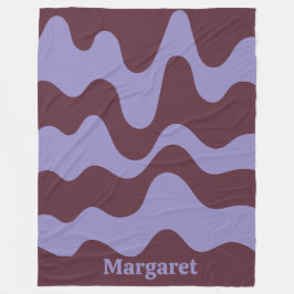 Modern stylish purple &brown custom name  fleece deken