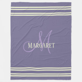 Modern stylish purple white personalized name  fleece deken