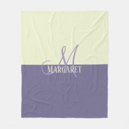 Modern stylish purple white personalized name  fleece deken