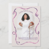 Modern Stylish Ribbon Frame Photo Birthday Kaart (Voorkant)