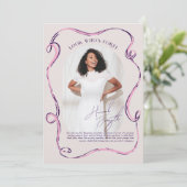 Modern Stylish Ribbon Frame Photo Birthday Kaart (Staand voorkant)