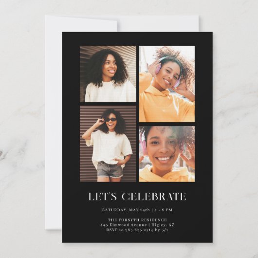 Modern Stylish Ribbon Frame Photo Birthday Kaart (Achterkant)