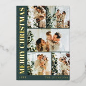 Modern Stylish Typography Minimal Green Christmas Folie Feestdagenkaart (Voorkant)