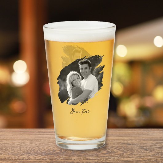 Modern Stylish Unique Black and White Photo Beer Glas