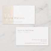 Modern Stylish Vanilla Monogram Professional Visitekaartje (Voorkant / Achterkant)