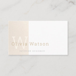 Modern Stylish Vanilla Monogram Professional Visitekaartje