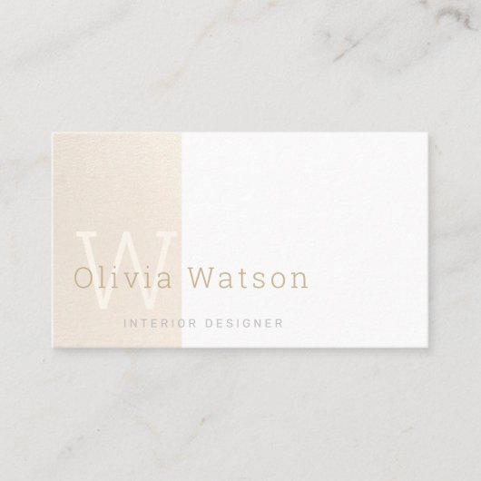 Modern Stylish Vanilla Monogram Professional Visitekaartje (Voorkant)