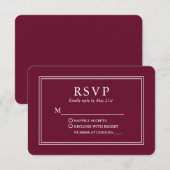 Modern Stylish Wedding Burgundy RSVP Kaartje (Voorkant / Achterkant)