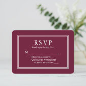 Modern Stylish Wedding Burgundy RSVP Kaartje (Staand voorkant)