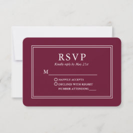 Modern Stylish Wedding Burgundy RSVP Kaartje