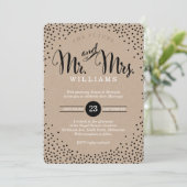 MODERN STYLISH WEDDING mini black confetti kraft Kaart (Staand voorkant)