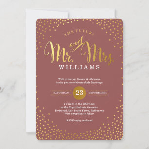 MODERN STYLISH WEDDING mini gold confetti marsala Kaart