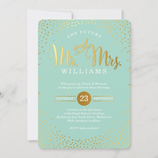 MODERN STYLISH WEDDING mini gold confetti munt Kaart (Voorkant)