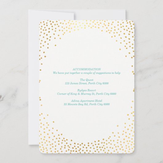MODERN STYLISH WEDDING mini gold confetti munt Kaart (Achterkant)