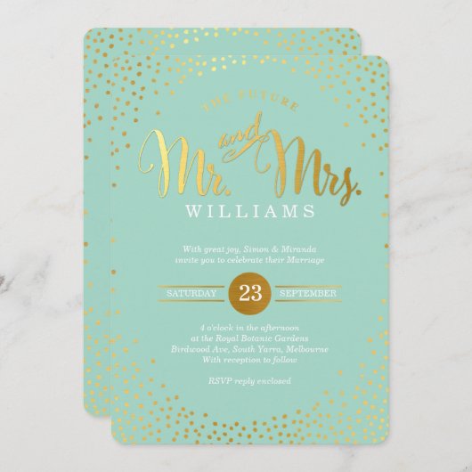 MODERN STYLISH WEDDING mini gold confetti munt Kaart (Voorkant / Achterkant)