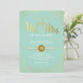 MODERN STYLISH WEDDING mini gold confetti munt Kaart (Staand voorkant)