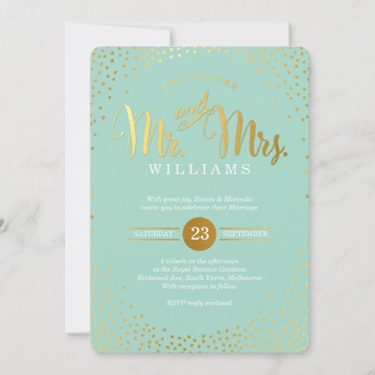 MODERN STYLISH WEDDING mini gold confetti munt Kaart (Voorkant)