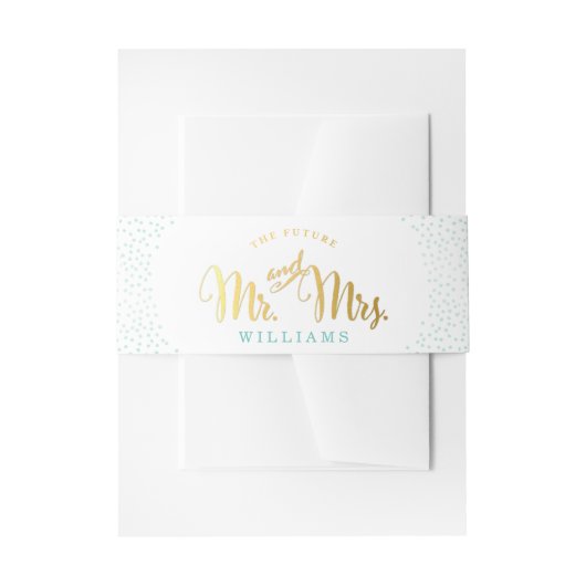 MODERN STYLISH WEDDING mini gold confetti munt Uitnodigingen Wikkel (Voorkant Voorbeeld)