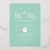 MODERN STYLISH WEDDING mini Silver confetti munt Folie Uitnodiging (Voorkant)
