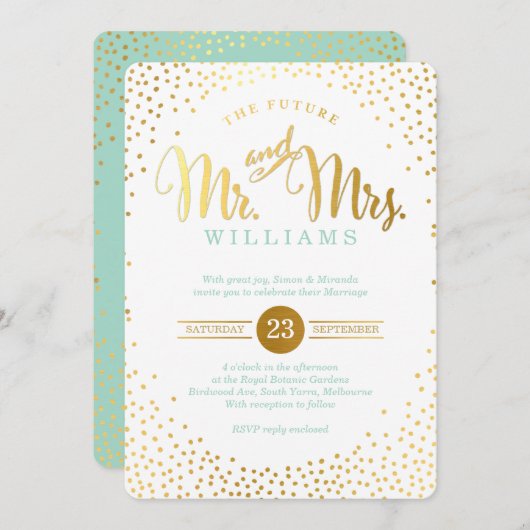 MODERN STYLISH WEDDING mini Silver confetti munt Kaart (Voorkant / Achterkant)